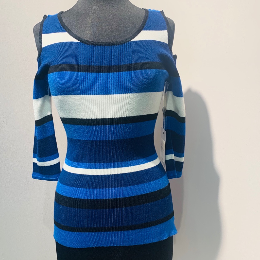 Bright Blue Cold Shoulder Ribbed